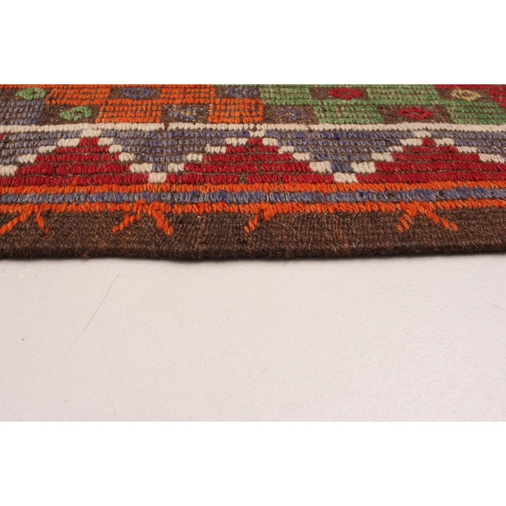 Flat-weave Kashkoli Olive, Red Wool Sumak - 6'0 x 8'6/6'0" x 8'6"