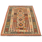 eCarpetGallery Flat-weave Kashkoli FW Red, Teal Wool Kilim - 4'7 x 6'4
