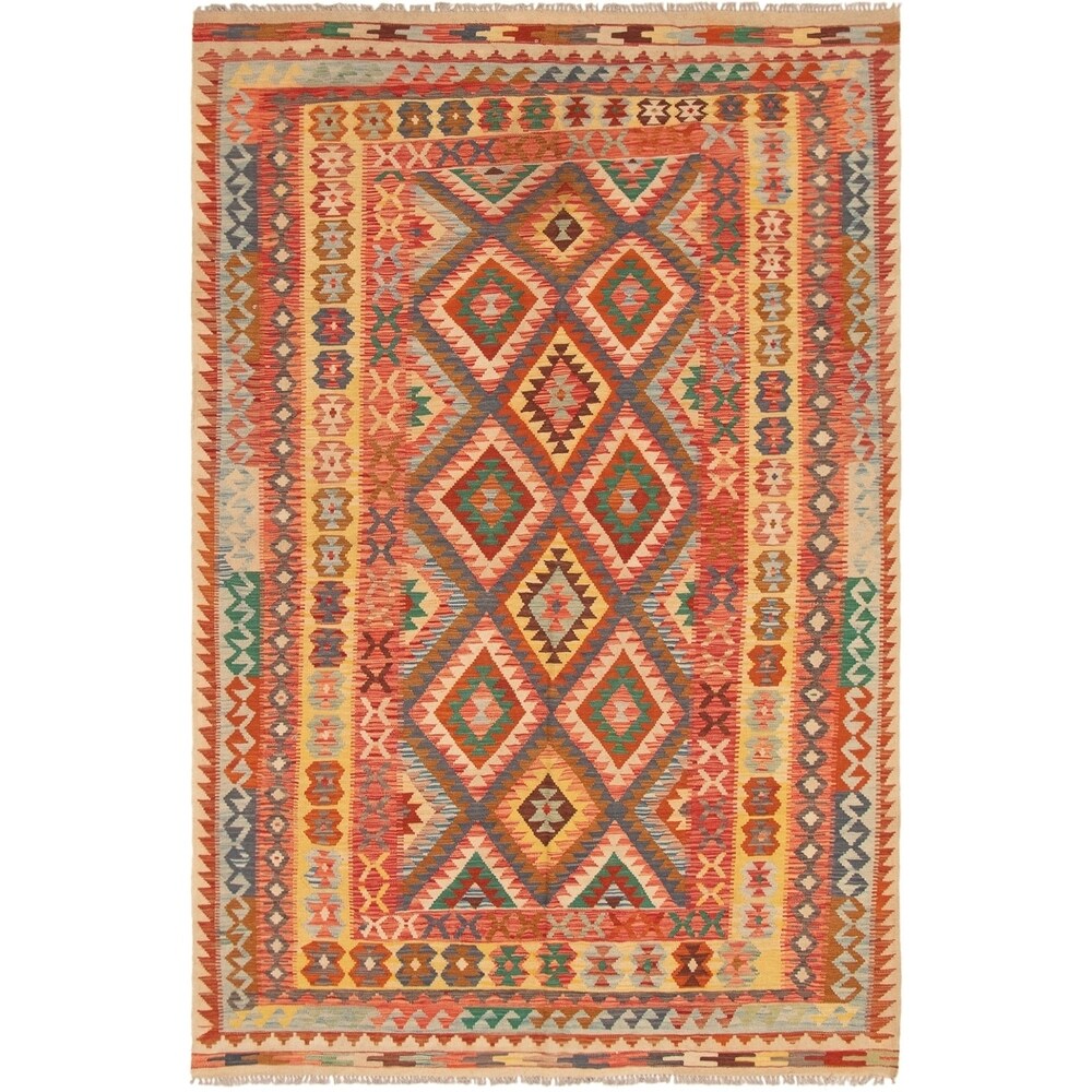 eCarpetGallery Flat-weave Kashkoli FW Red Wool Kilim - 6'7 x 9'11
