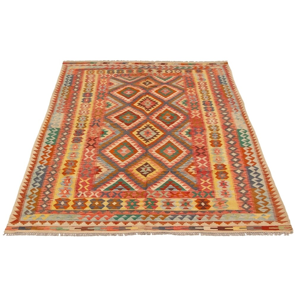 eCarpetGallery Flat-weave Kashkoli FW Red Wool Kilim - 6'7 x 9'11