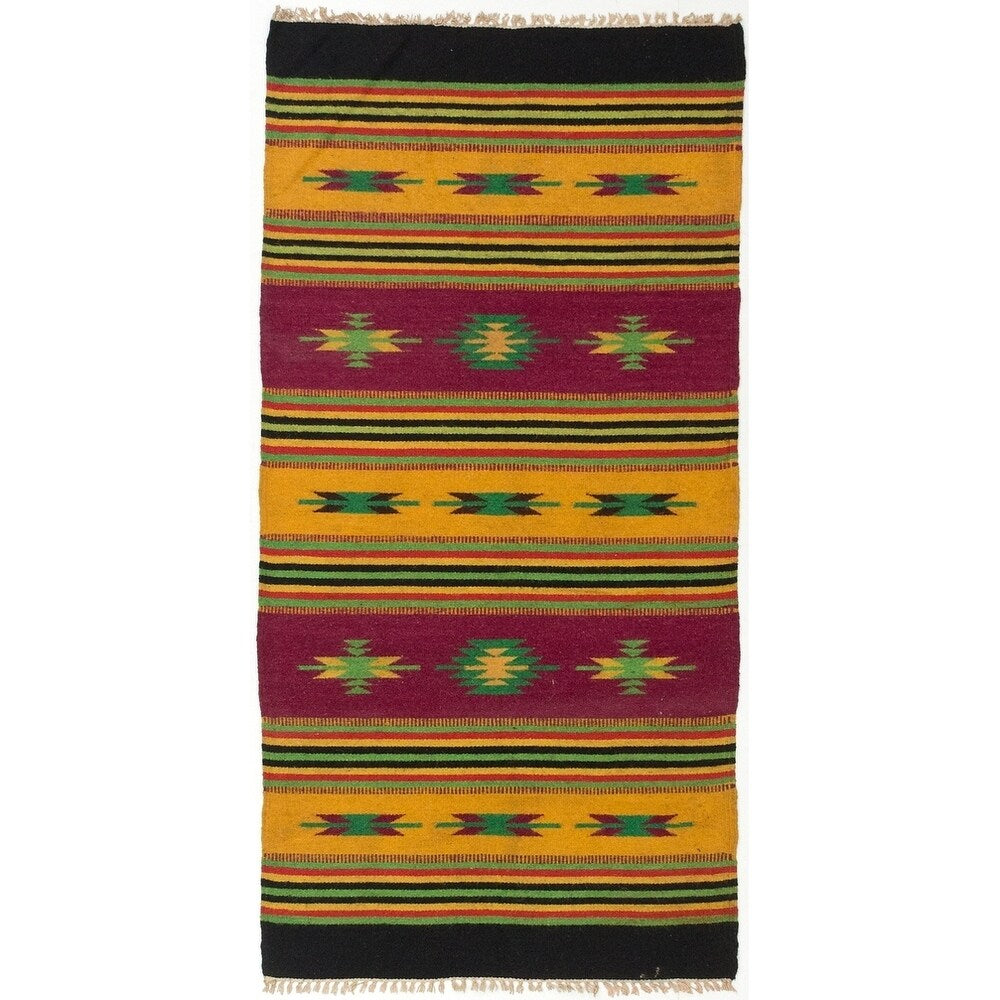 eCarpetGallery Flat-weave Rainbow Light Orange, Violet Wool Kilim - 2'7" x 5'2"