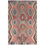 eCarpetGallery Flat-weave Sivas Light Green, Red Wool Kilim - 6'6 x 10'1