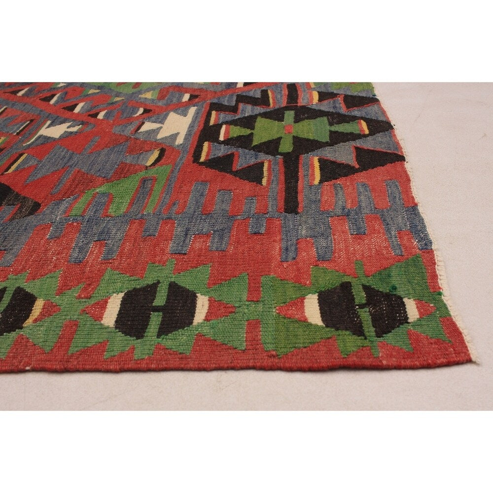 eCarpetGallery Flat-weave Sivas Red Wool Kilim - 5'6 x 8'8