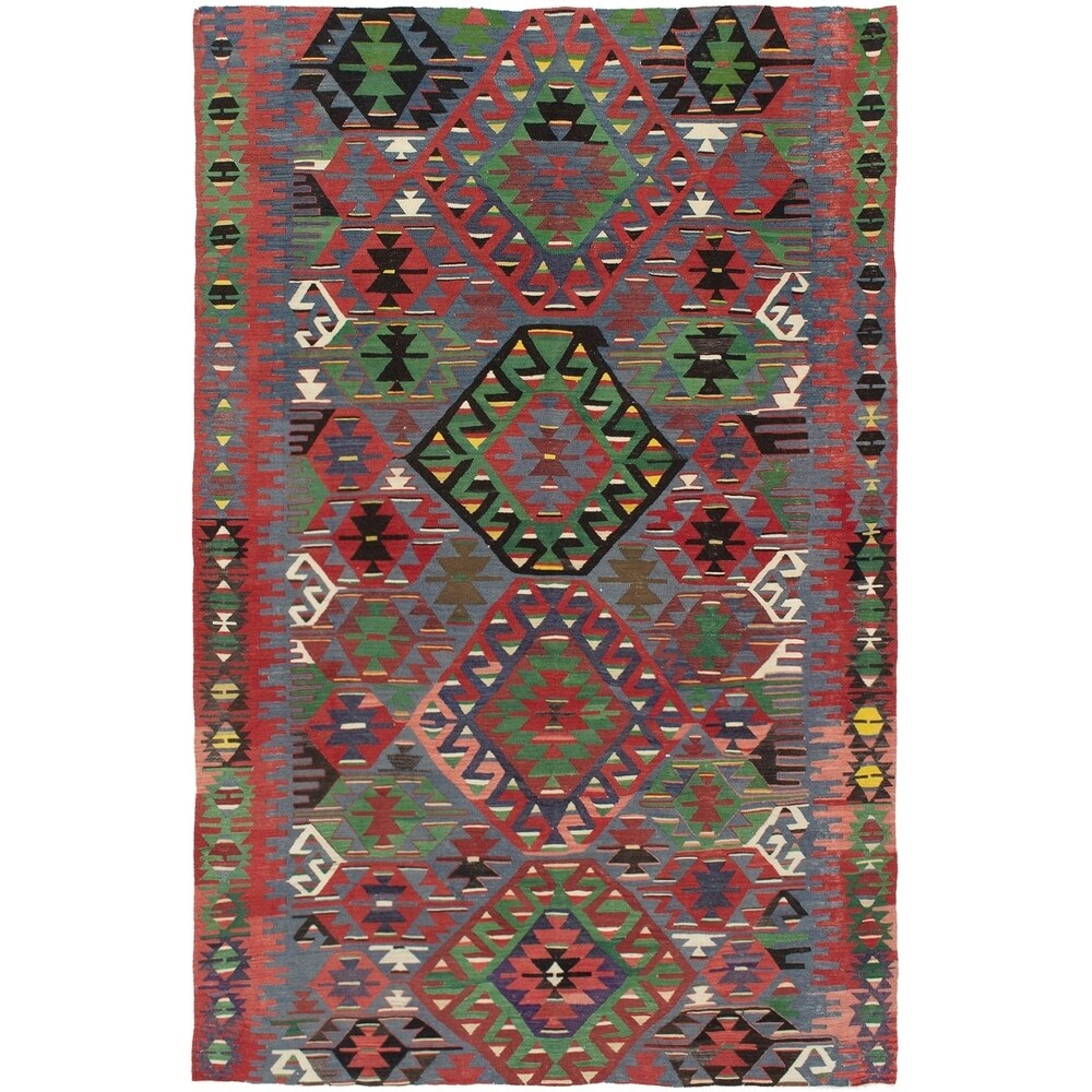 eCarpetGallery Flat-weave Sivas Red Wool Kilim - 5'6 x 8'8