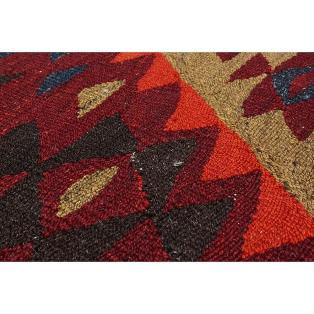 eCarpetGallery Flat-weave Varamin Dark Red Wool Kilim - 4'6 x 9'9