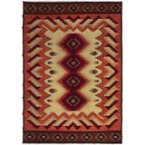 eCarpetGallery Flat-weave Yoruk Beige, Dark Red Wool Kilim - 6'6 x 9'8