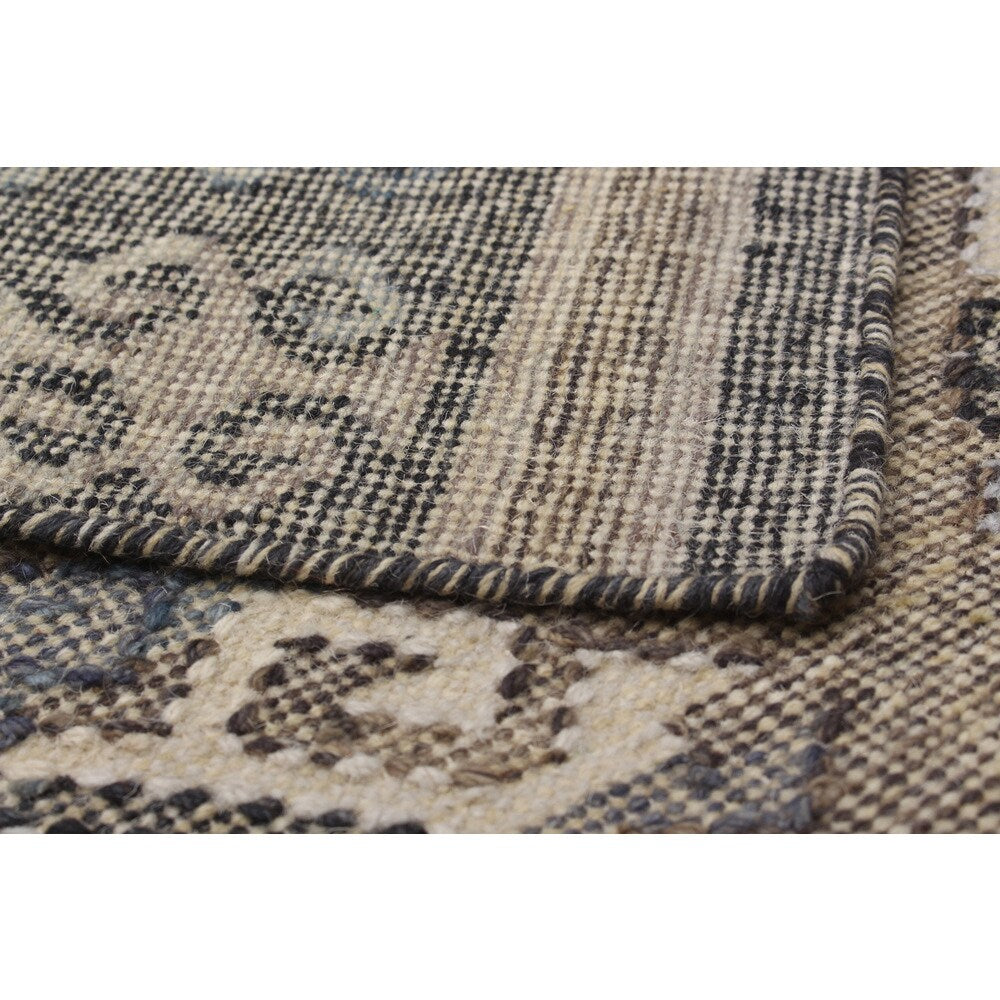 eCarpetGallery Flatweave Kozak 17123 Grey/Black/Ivory Wool and Cotton Sumak Runner Rug (2'6 x 10'0) - 2'6" x 10'