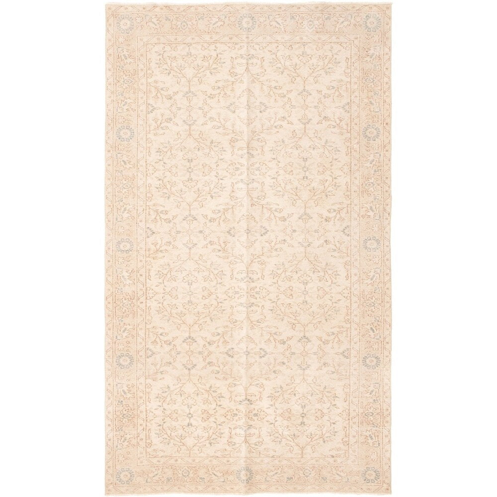 Hand-knotted Antalya Vintage Cream Wool Rug - 5'1 x 8'10/5'1" x 8'10"