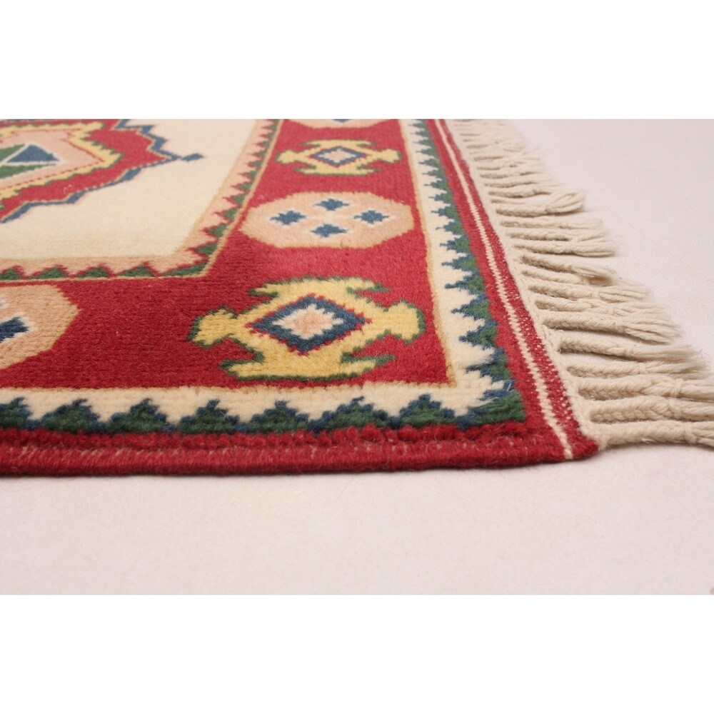 eCarpetGallery Hand-Knotted Antique Shiravan Cream, Red Wool Rug - 2'8 x 9'10