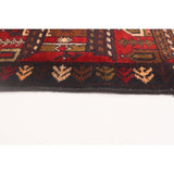 Hand-knotted Rizbaft Navy, Red Wool Rug - 3'4" x 9'1" Runner