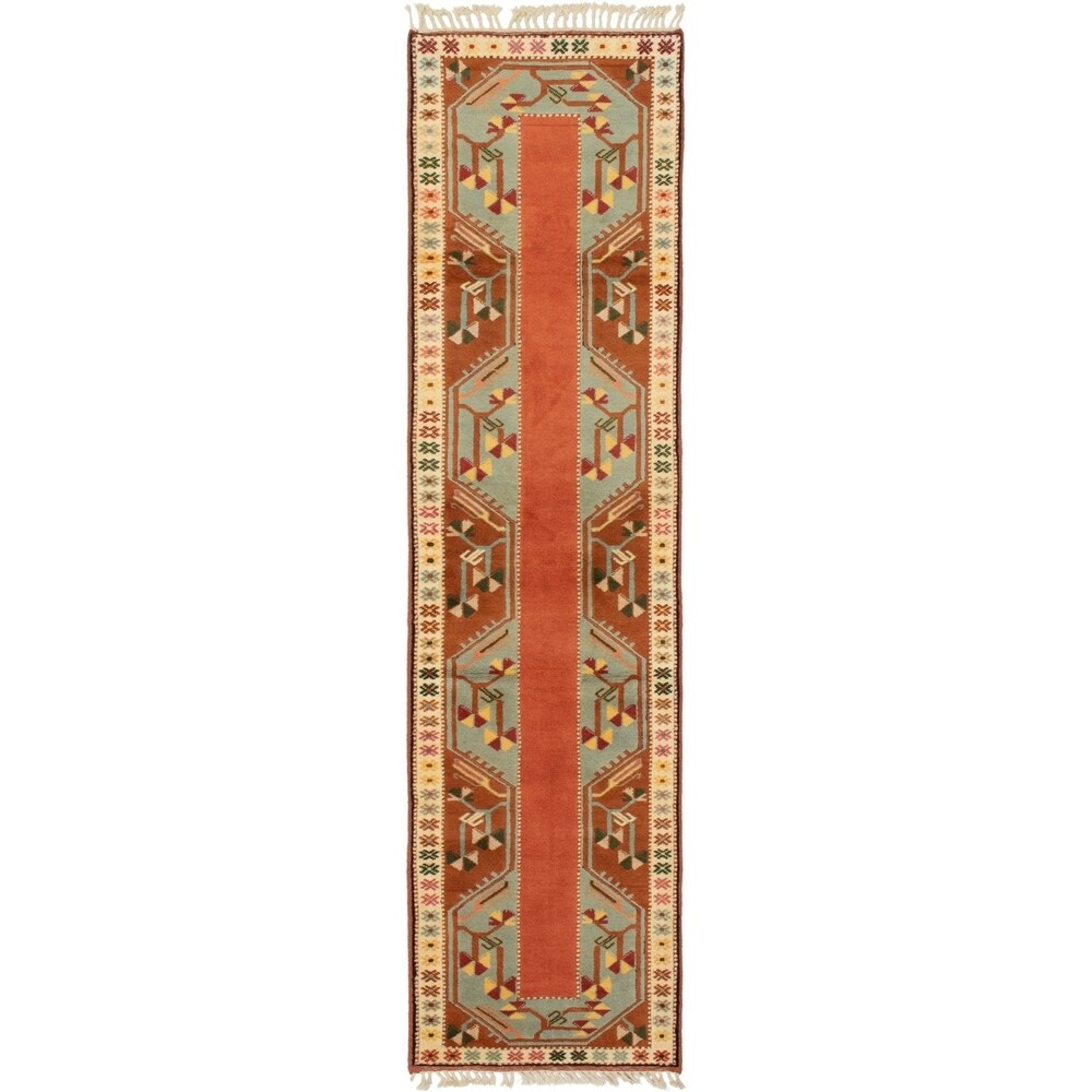 eCarpetGallery Hand-Knotted Ushak Copper Wool Rug - 2'5 x 9'7