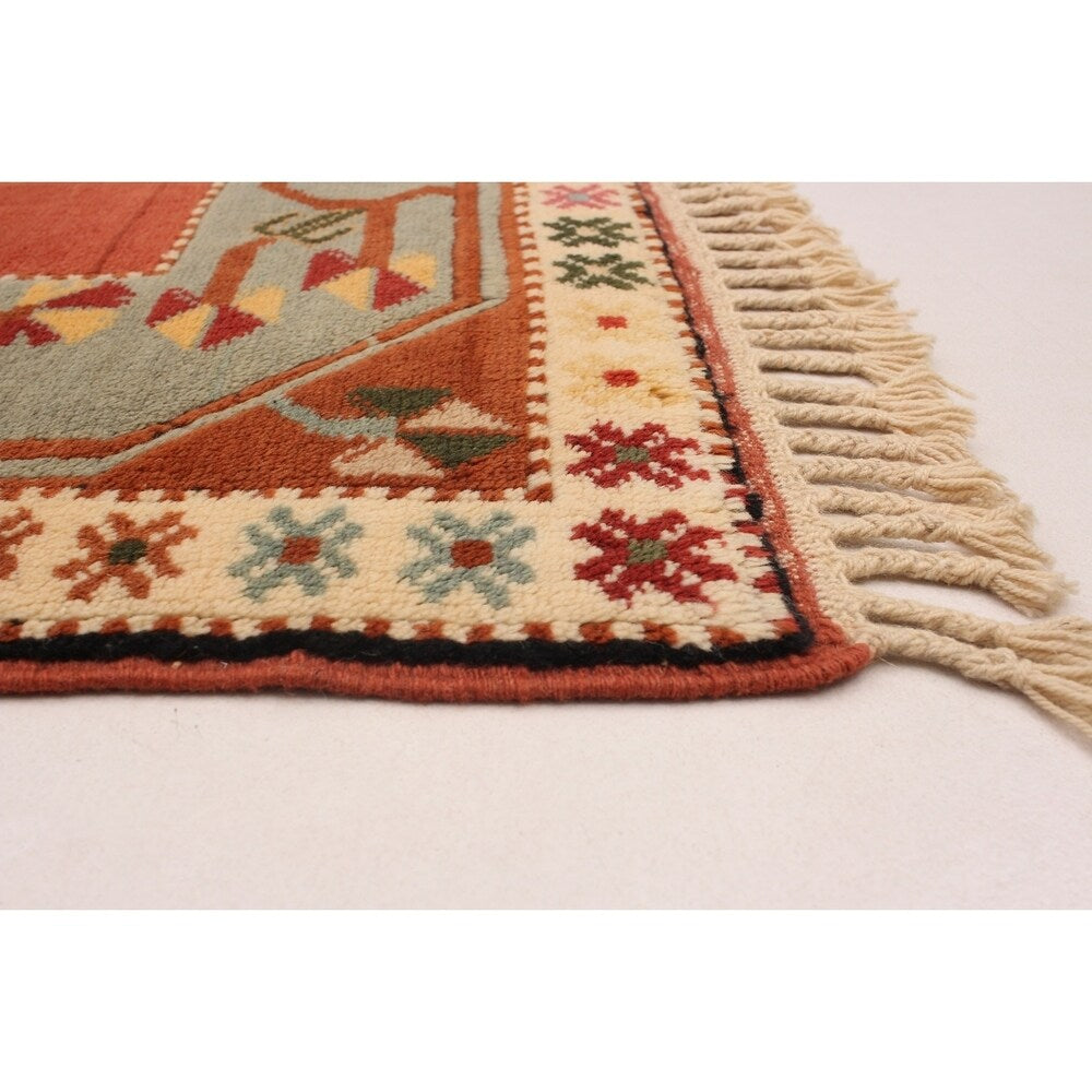 eCarpetGallery Hand-Knotted Ushak Copper Wool Rug - 2'5 x 9'7