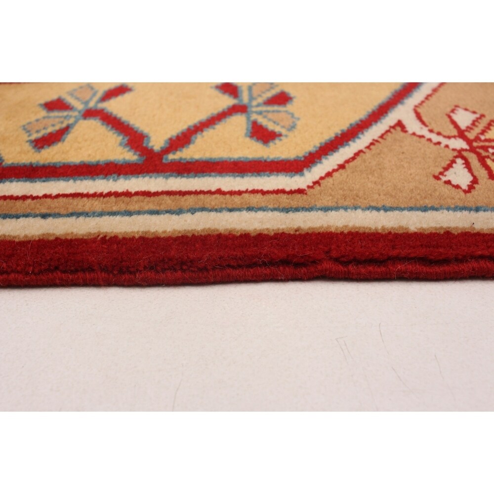 eCarpetGallery Hand-Knotted Ushak Cream, Tan Wool Rug - 2'9 x 9'6