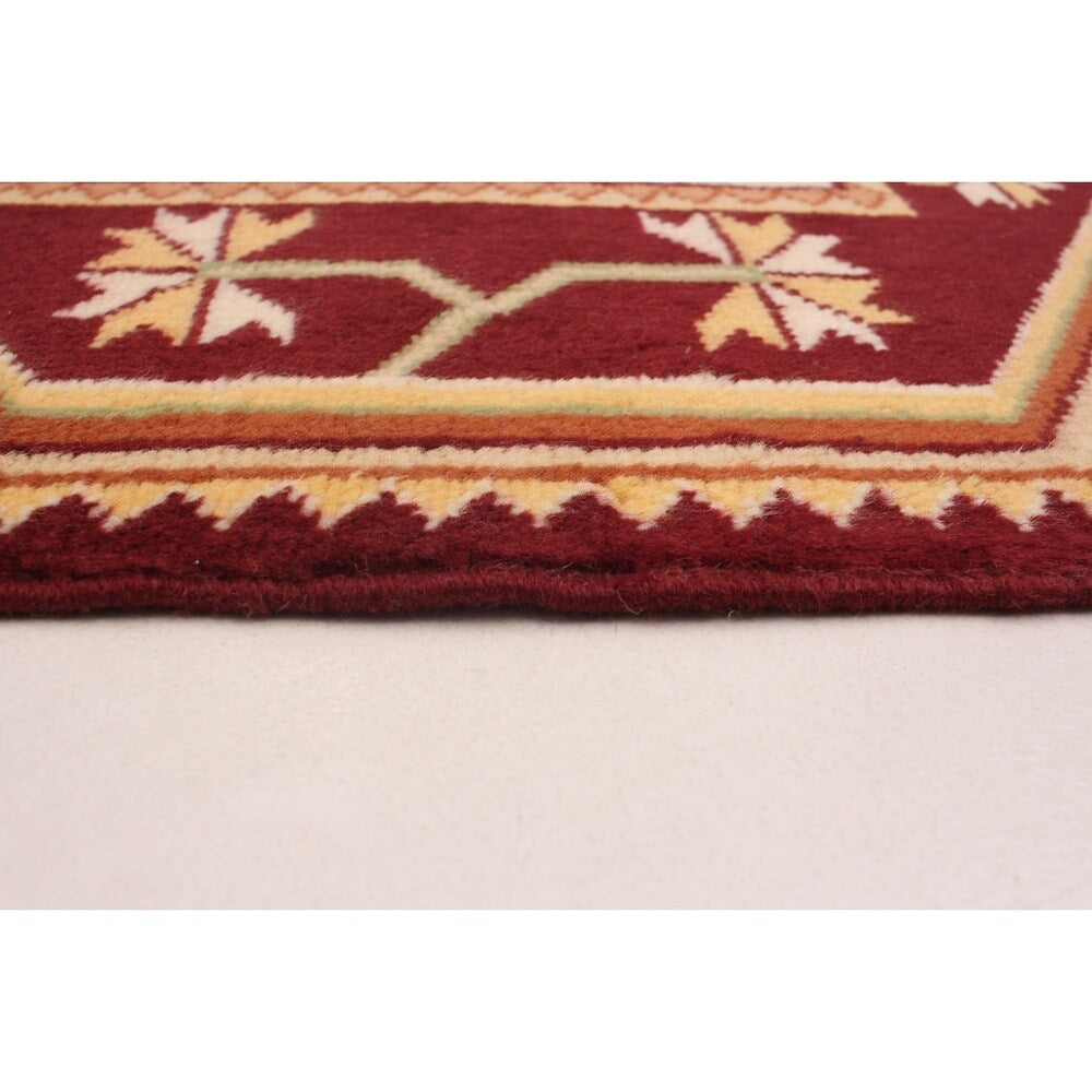 eCarpetGallery Hand-Knotted Ushak Dark Red Wool Rug - 2'7 x 8'2