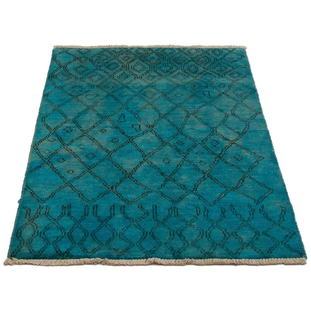 eCarpetGallery Hand-Knotted Vibrance Turquoise Wool Rug - 4'0 x 6'0