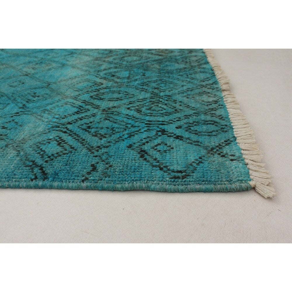 eCarpetGallery Hand-Knotted Vibrance Turquoise Wool Rug - 4'0 x 6'0