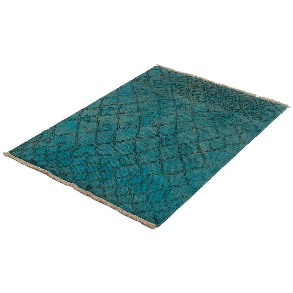 eCarpetGallery Hand-Knotted Vibrance Turquoise Wool Rug - 4'0 x 6'0