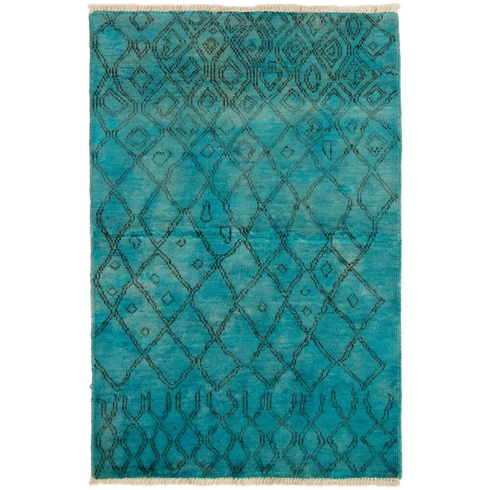 eCarpetGallery Hand-Knotted Vibrance Turquoise Wool Rug - 4'0 x 6'0