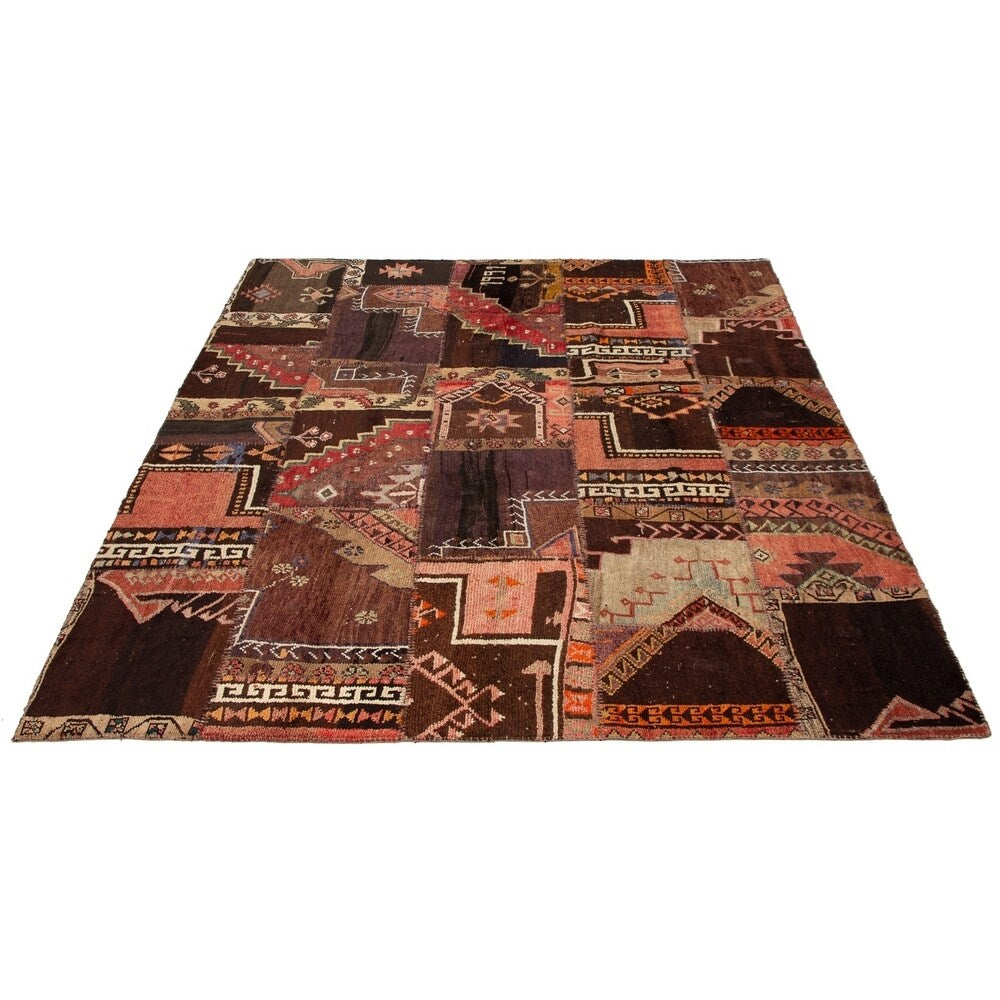 eCarpetGallery Hand-Knotted Vintage Anatolia Patch Dark Brown Wool Rug - 8'7 x 10'3