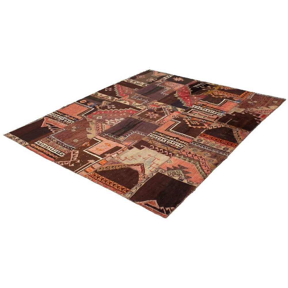 eCarpetGallery Hand-Knotted Vintage Anatolia Patch Dark Brown Wool Rug - 8'7 x 10'3