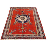 Hand-knotted Afshar Red Wool Rug - 4'4" x 6'3"/4'4 x 6'3