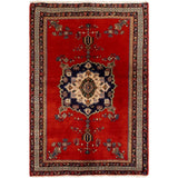 Hand-knotted Afshar Red Wool Rug - 4'4" x 6'3"/4'4 x 6'3