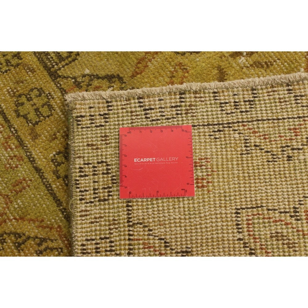 Hand-knotted Antalya Vintage Olive Wool Rug - 6'11 x 10'2