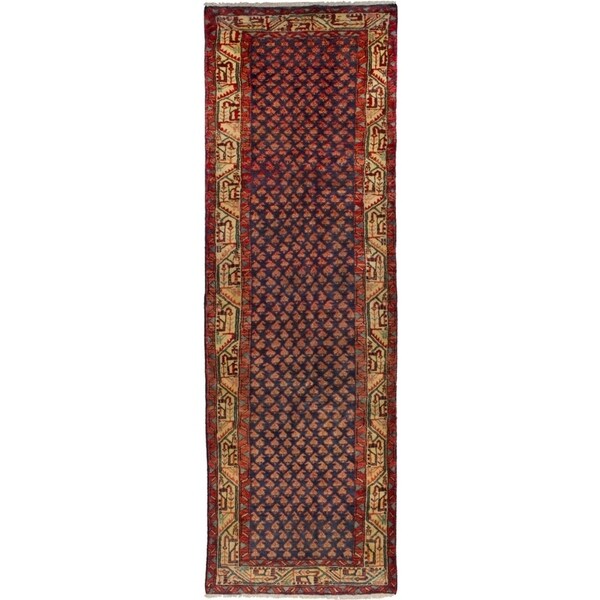 eCarpetGallery Hand-knotted Arak Dark Navy Wool Rug - 3'0 x 9'10