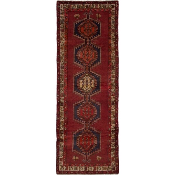 Hand-knotted Ardabil Red Wool Rug - 3'3" x 9'5" Runner