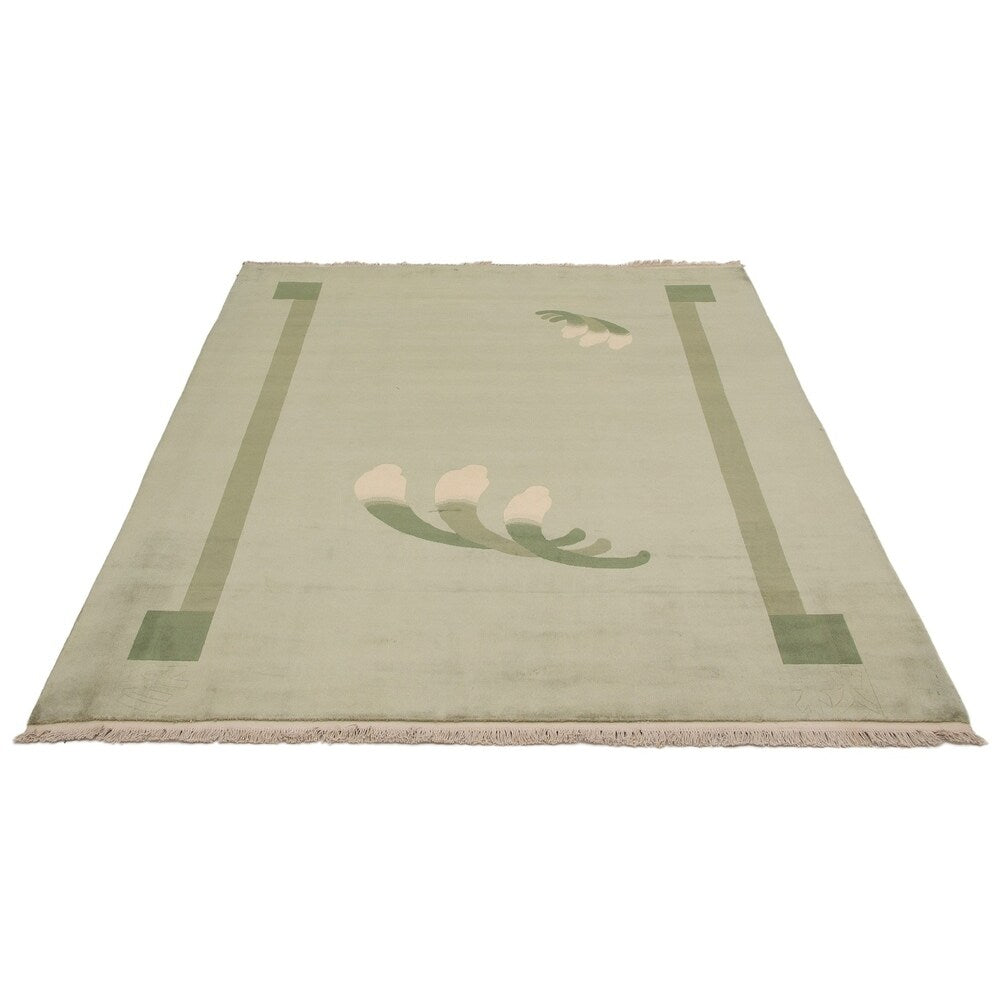 eCarpetGallery Hand-knotted Aubousson Light Green Wool Rug - 8'1 x 9'11