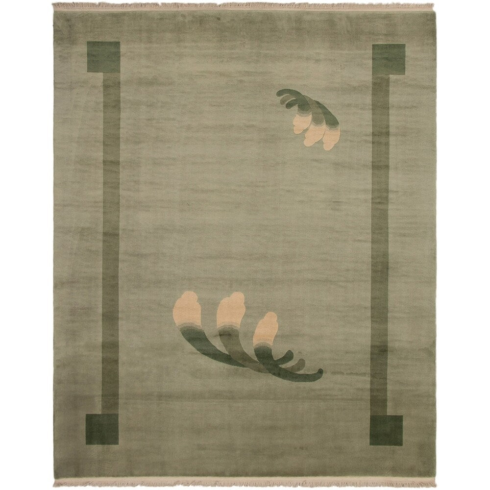 eCarpetGallery Hand-knotted Aubousson Light Green Wool Rug - 8'1 x 9'11