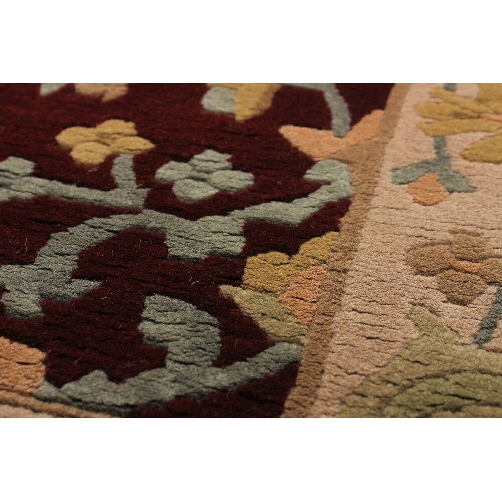 eCarpetGallery Hand-knotted Aurora Dark Burgundy Wool Rug - 3'0 x 5'0