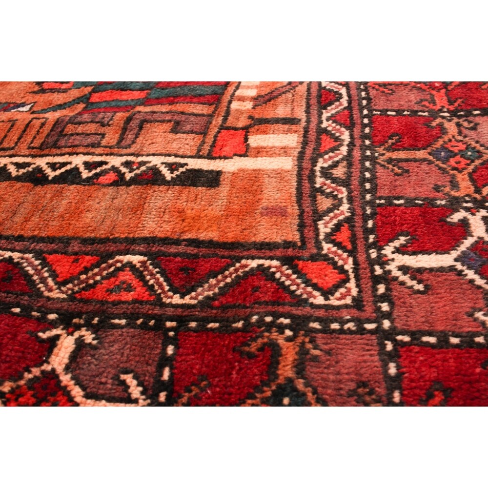 Hand-knotted Authentic Turkish Red Wool Rug - 3'10" x 9'1"