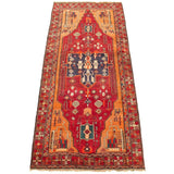 Hand-knotted Authentic Turkish Red Wool Rug - 3'10" x 9'1"