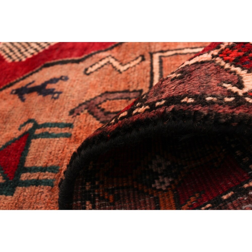 Hand-knotted Authentic Turkish Red Wool Rug - 3'10" x 9'1"
