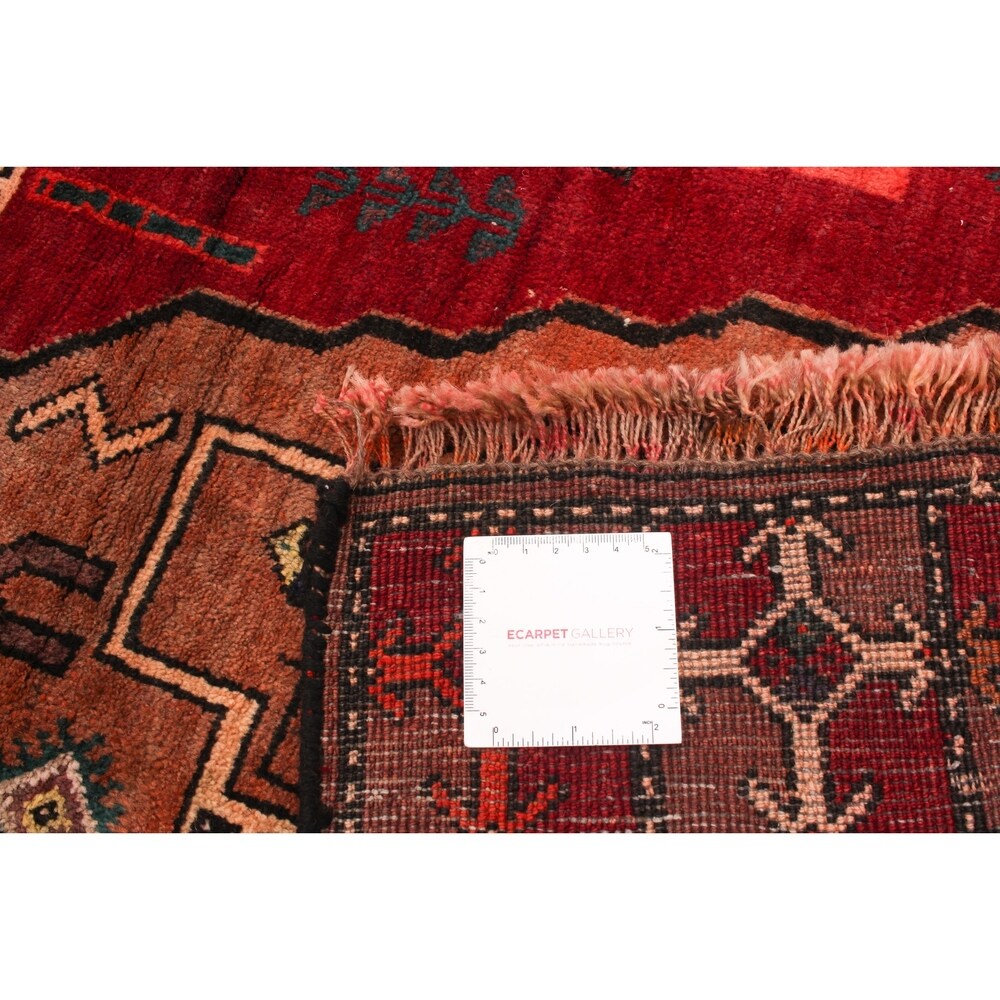 Hand-knotted Authentic Turkish Red Wool Rug - 3'10" x 9'1"
