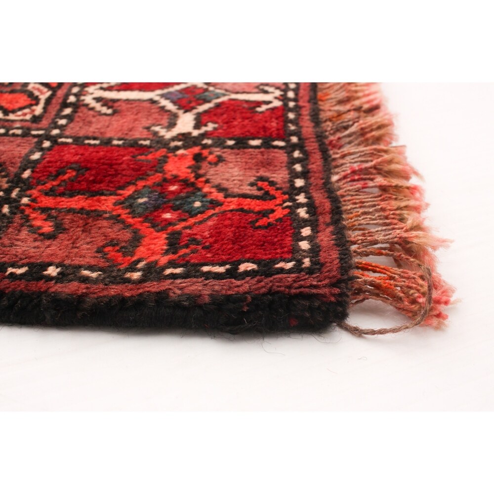 Hand-knotted Authentic Turkish Red Wool Rug - 3'10" x 9'1"