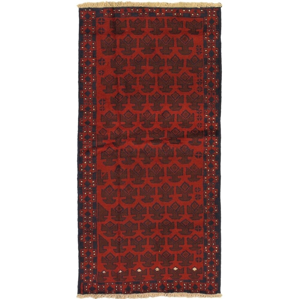 eCarpetGallery Hand-knotted Bahor Red Wool Rug (3'3 x 6'6)