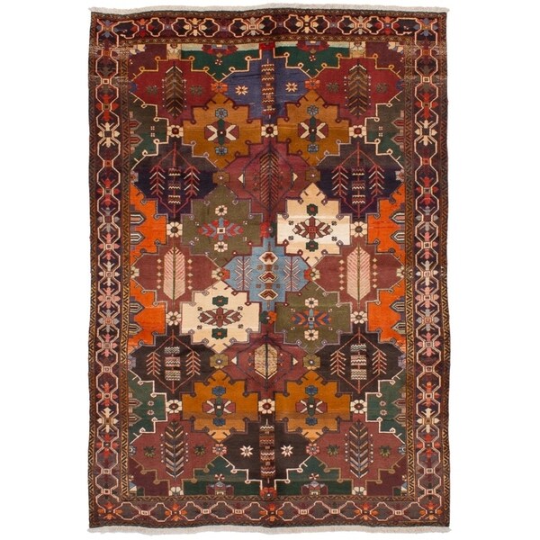 Hand-knotted Bakhtiar Burnt Orange, Red Wool Rug - 6'6 x 9'8/6'6" x 9'8"