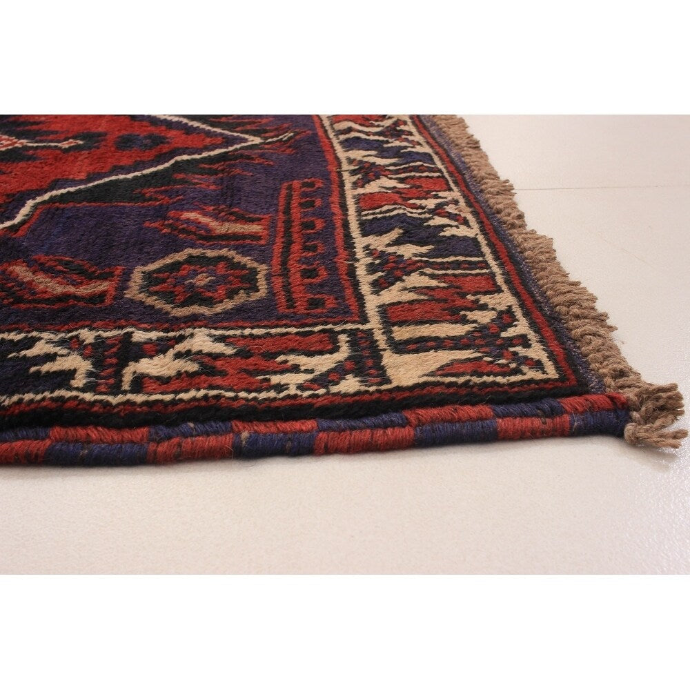 eCarpetGallery Hand-knotted Baluch Dark Blue, Red Wool Rug - 2'10 x 4'9