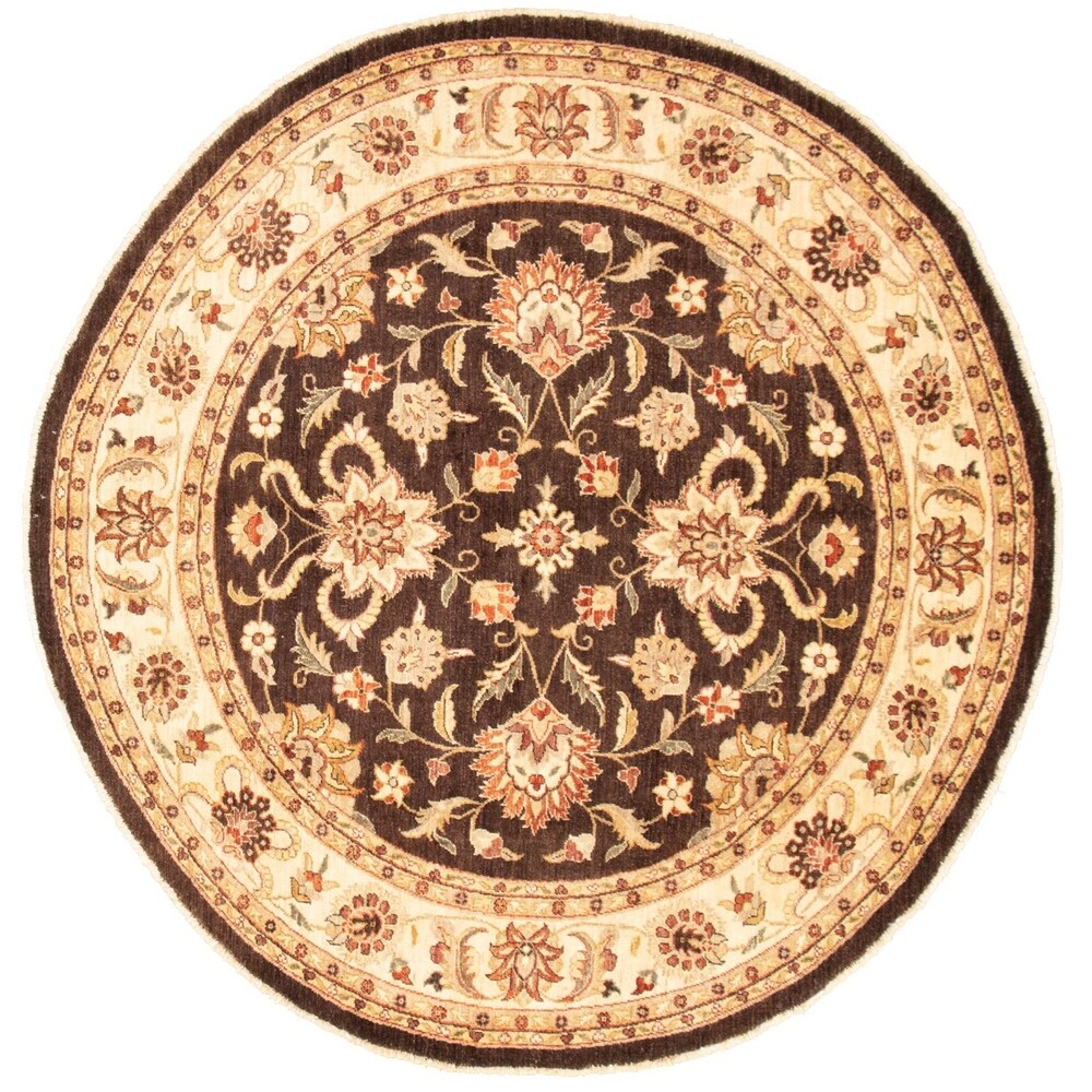 Hand-knotted Chobi Finest Brown Wool Rug ECARPETGALLERY - 8'0 x 8'0