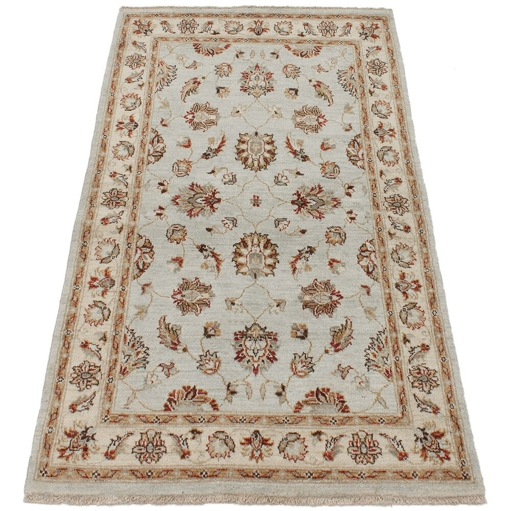 eCarpetGallery Hand-knotted Chobi Twisted Cream Wool Rug - 4'1 x 6'4