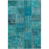 eCarpetGallery Hand-knotted Color Transition Patch Turquoise Wool Rug - 4'7 x 6'5