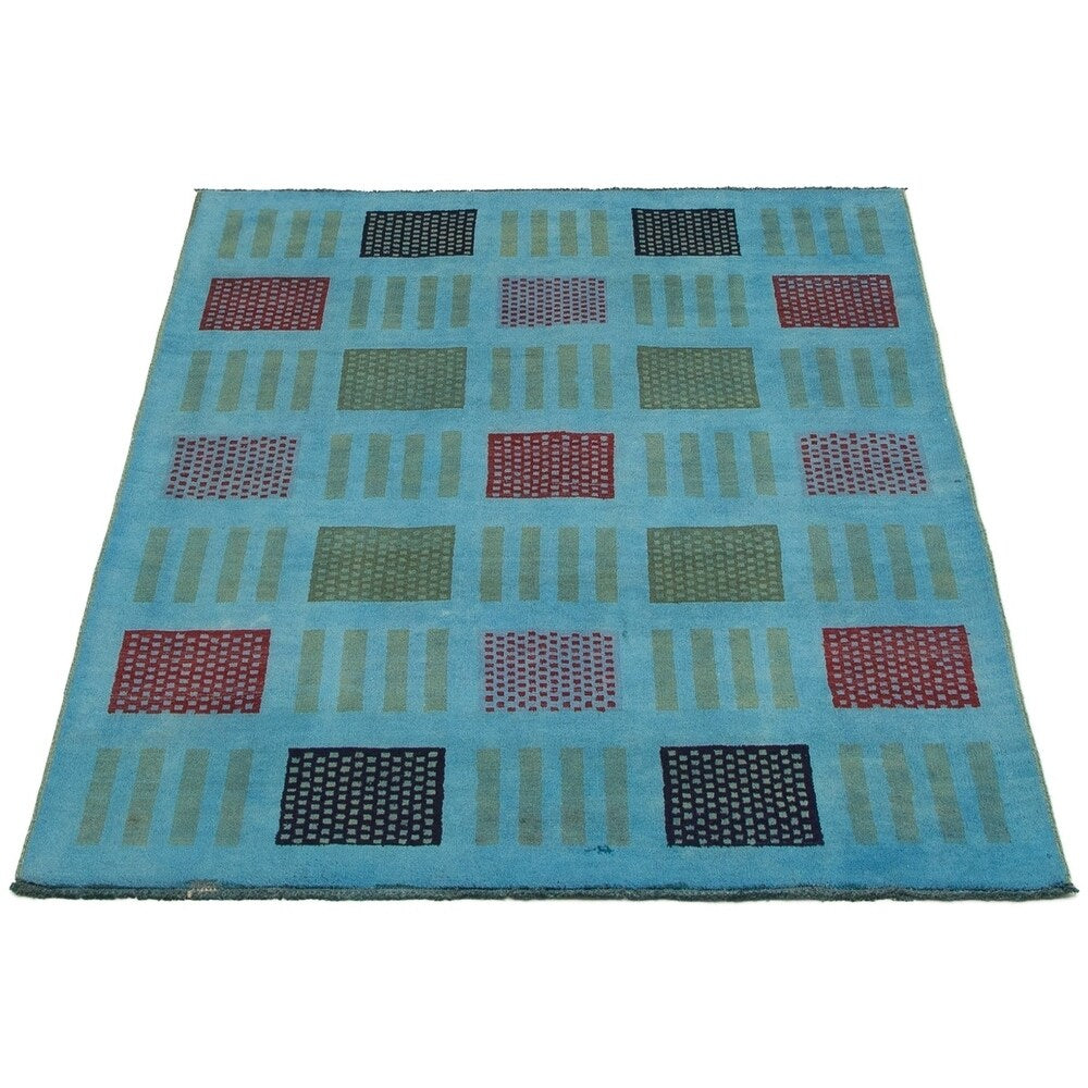 eCarpetGallery Hand-knotted Color Transition Turquoise Wool Rug - 4'1 x 6'1