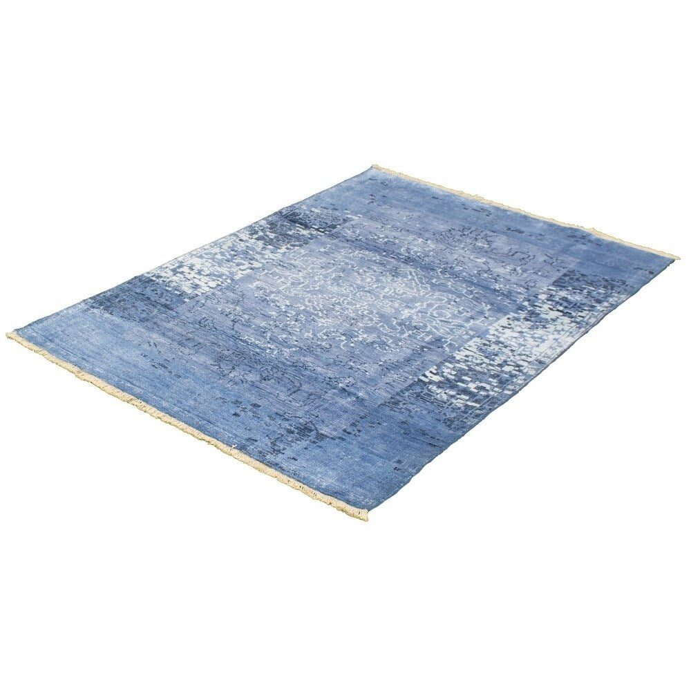 Hand-knotted Color transition Slate Blue Rug - 5'4" x 7'7"/5'4 x 7'7