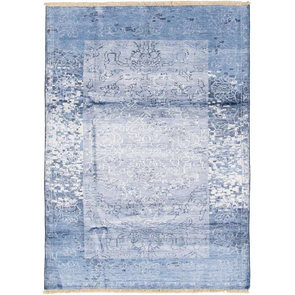 Hand-knotted Color transition Slate Blue Rug - 5'4" x 7'7"/5'4 x 7'7
