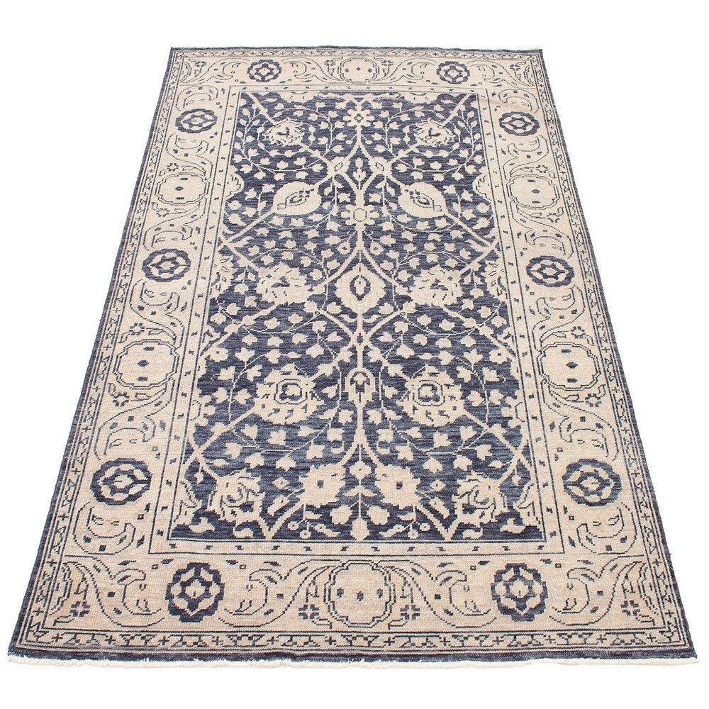 eCarpetGallery Hand-knotted Eternity Dark Navy Wool Rug - 6'0 x 8'11