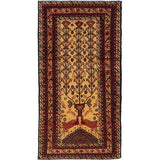 eCarpetGallery Hand-knotted Finest Baluch Cream, Dark Red Wool Rug - 3'0 x 6'1