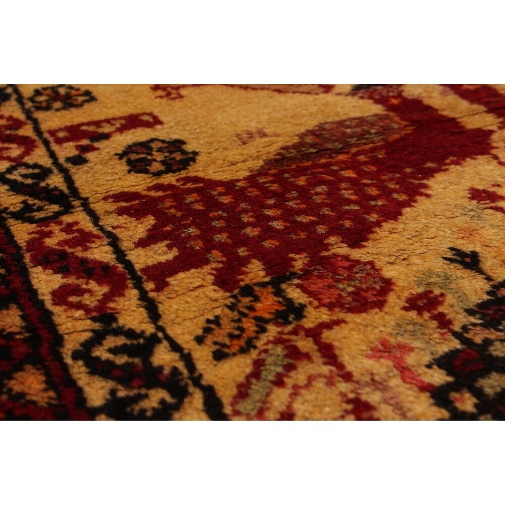 eCarpetGallery Hand-knotted Finest Baluch Cream, Dark Red Wool Rug - 3'0 x 6'1