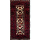 eCarpetGallery Hand-knotted Finest Baluch Cream, Red Wool Rug - 3'5 x 6'11